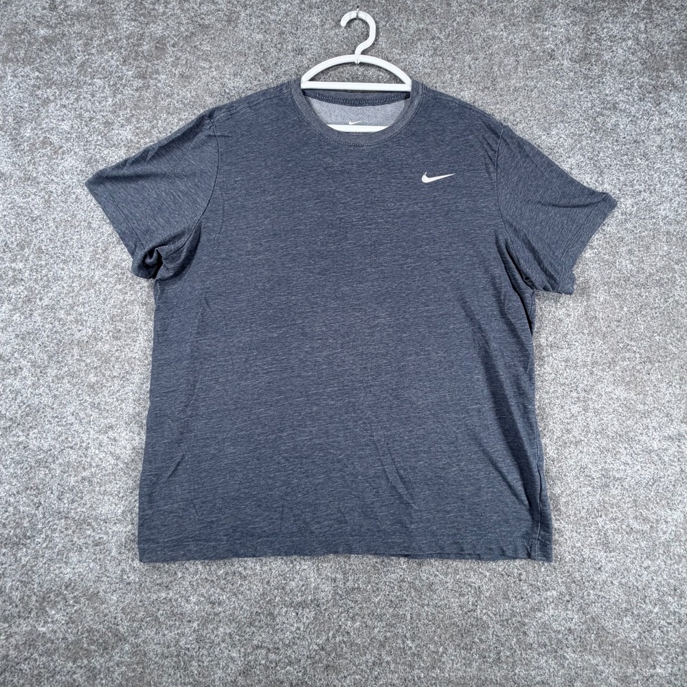 Nike T Shirt Mens XL Heather Blue Dri Fit Fitness Swoosh Logo Short Sleeve